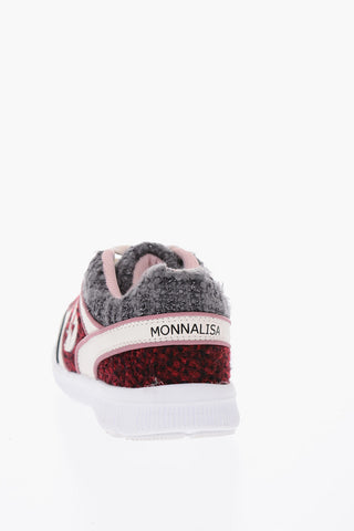 fabric sneakers with leather trimmings