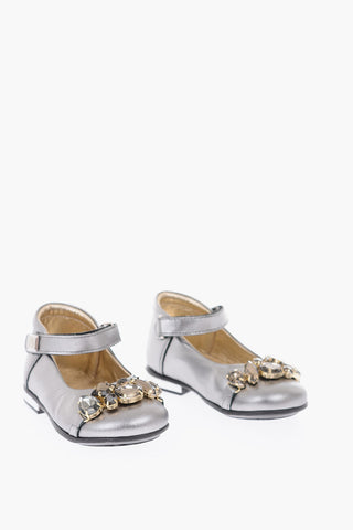 leather Mary Jane ballet flats with bezels