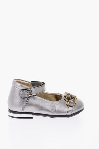 leather Mary Jane ballet flats with bezels