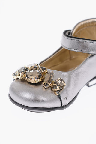 leather Mary Jane ballet flats with bezels