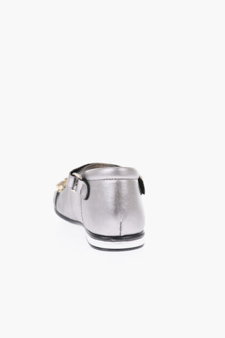 leather Mary Jane ballet flats with bezels