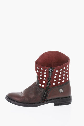texani in pelle e suede con gioielli