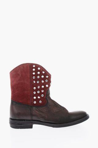 texani in pelle e suede con gioielli