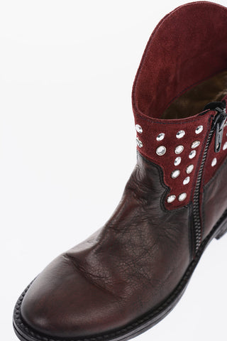 texani in pelle e suede con gioielli