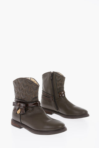 leather LOVE ankle boots with side zip