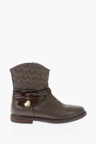 leather LOVE ankle boots with side zip