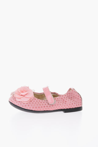 suede leather mary jane ballet flats with touch strap closure