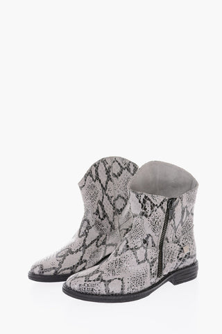 texani in pelle effetto pitone con zip laterale