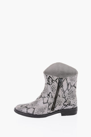 texani in pelle effetto pitone con zip laterale