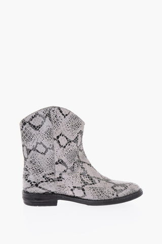 texani in pelle effetto pitone con zip laterale