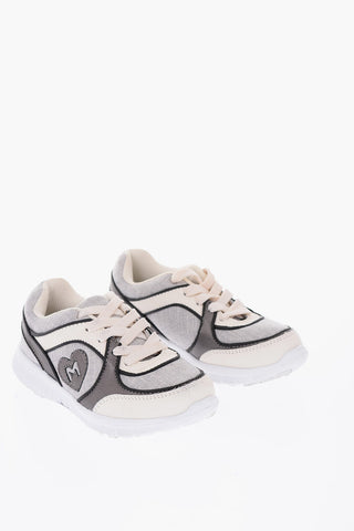 fabric sneakers with leather trimmings