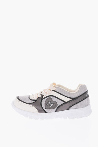 fabric sneakers with leather trimmings