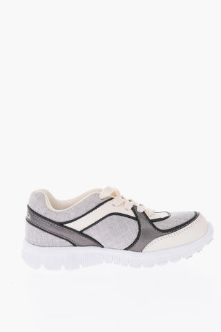 fabric sneakers with leather trimmings