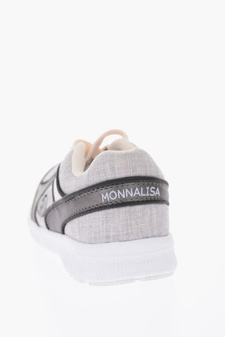 fabric sneakers with leather trimmings