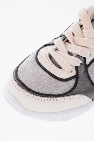fabric sneakers with leather trimmings