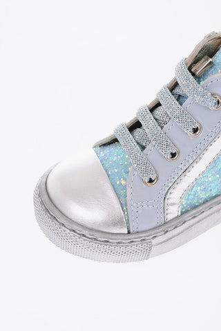 glittery leather high top sneakers