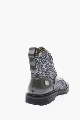 anfibi glittertati in pelle lucida