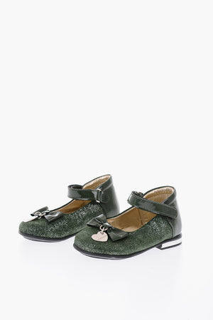 glitter Ballet flats with touch strap closure
