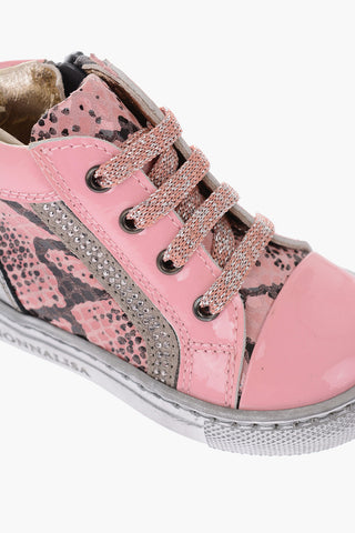 sneakers alte in pelle effetto pitone con suola in gomma