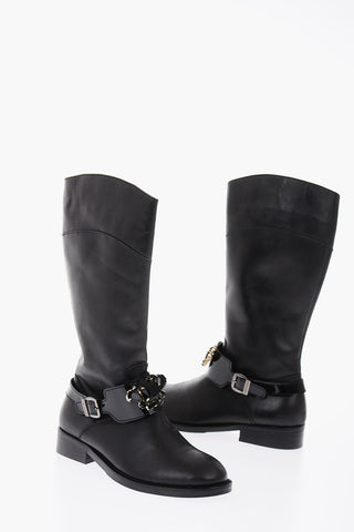 leather boots with side zip