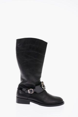 leather boots with side zip