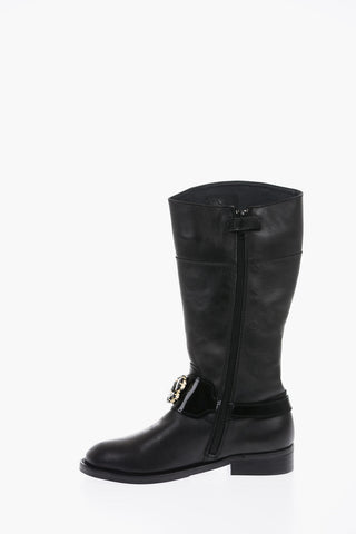 leather boots with side zip