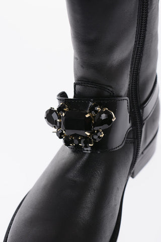 leather boots with side zip
