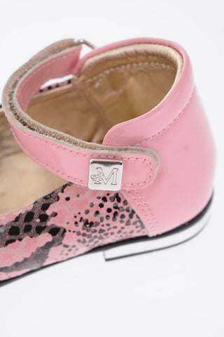 leather Mary Jane ballet flats with bezels and touch strap closure