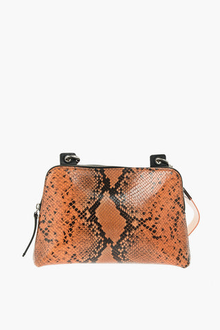 Snake Printed Leather Crossbody Bag