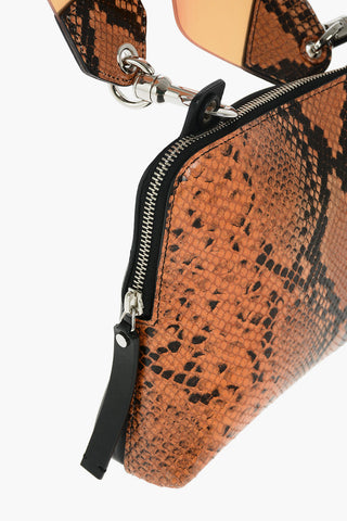 Snake Printed Leather Crossbody Bag