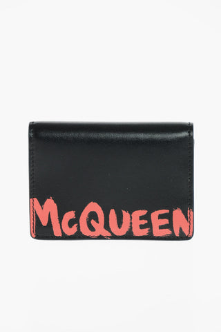 logo printed leather card holder
