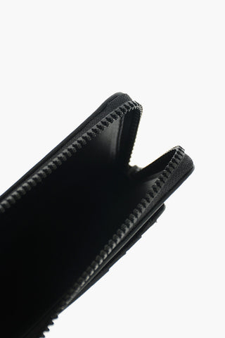 skulls printed leather card holder with zip closure
