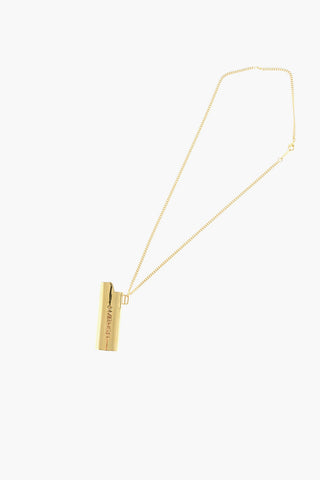 Gold-Tone Metal Necklace with Lighter Holder Pendant