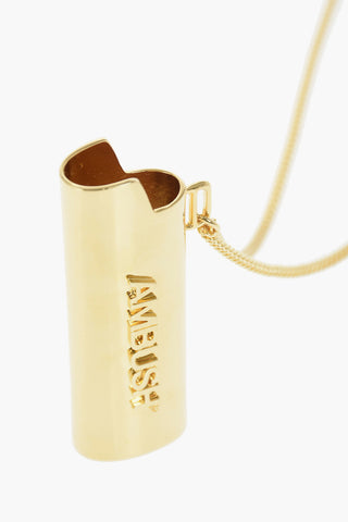 Gold-Tone Metal Necklace with Lighter Holder Pendant