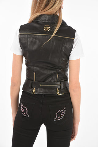 COUTURE Biker Leather Vest KATE Multipocket