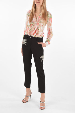 COUTURE EST.1978 pantalonI cropped ALOHA con decorazione gioiello