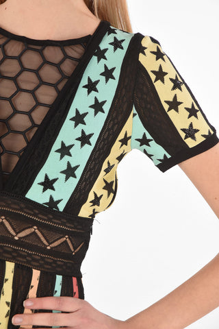 COUTURE EST.1978 stars embroidered mini Empire Dress with sheer details