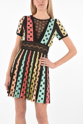 COUTURE EST.1978 stars embroidered mini Empire Dress with sheer details