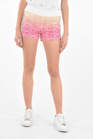 COUTURE EST.1978  All-Over Logo and Rhinestone Shorts