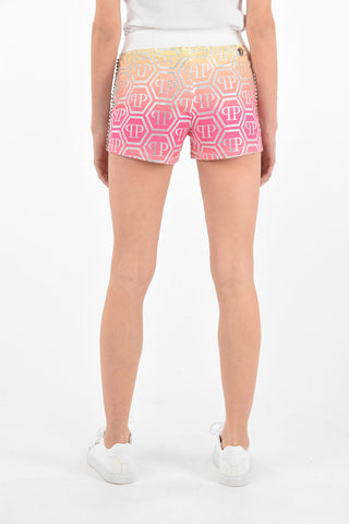 COUTURE EST.1978  All-Over Logo and Rhinestone Shorts