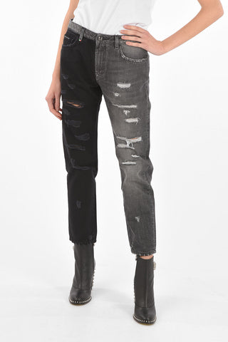 jeans boyfriend distressed bicolore