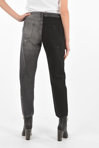 two tone distressed boyfriend jeans