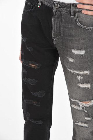 jeans boyfriend distressed bicolore