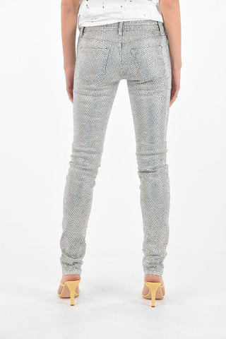 Jeans slim fit con cristalli all-over