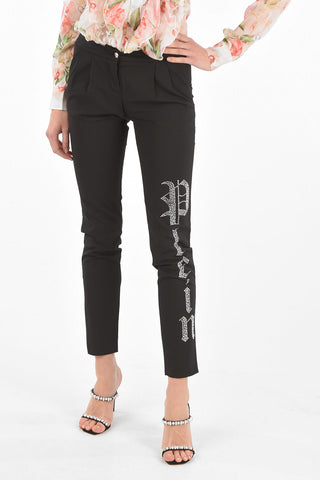 COUTURE EST.1978 Double-pleated CRYSTAL Logo Pants