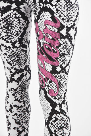 COUTURE Printed Leggings PYTHON with Rhinestoned Logo