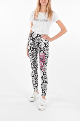 COUTURE Printed Leggings PYTHON with Rhinestoned Logo