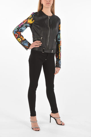 COUTURE 가죽 재킷 GRAFFITI 프린트 소매