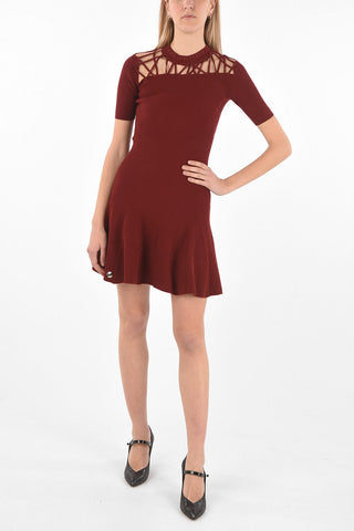 COUTURE Flared Pleated Mini Dress with Front Cut-out 