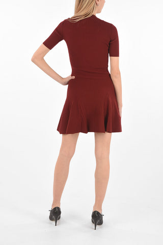COUTURE Flared Pleated Mini Dress with Front Cut-out 
